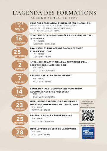 Agenda des formations